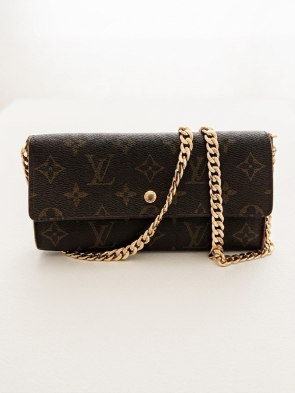 Louis Vuitton Monogram Chain Crossbody Wallet - Dark Brown & Gold